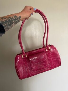 Y2K Women’s Pink Croc-Embossed Purse
